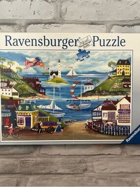 Ravensburger Blue Coastal Village Jigsaw Puzzle lovely seaside 500 pieces